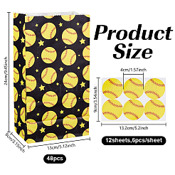 48 шт. прямоугольные бумажные подарочные пакеты с принтом бейсбола&nbsp;ABAG-DR0001-05