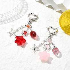 Подвеска из акрила и стекла в виде клубники и звезды&nbsp;HJEW-YW00040-01