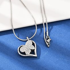 304 нержавеющая сталь микропаве прозрачный кубический цирконий бабочка сердце кулон урна для праха домашних животных ожерелья&nbsp;LS-NJEW-S455-10P