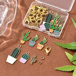 Наборы для самостоятельного изготовления подвески в виде кактуса из эмалевого сплава&nbsp;DIY-FP0001-42