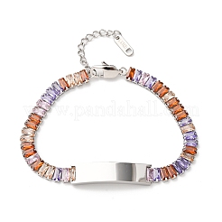 Браслеты-цепочки из нержавеющей стали 304 со стеклянными звеньями&nbsp;BJEW-G753-03P-03