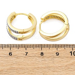 Латунные серьги-кольца из прозрачного кубического циркония&nbsp;EJEW-H158-15GP