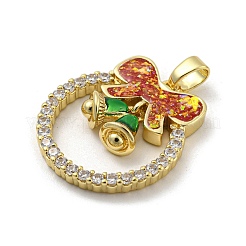 Рождественские латунные подвески с микропаве из фианита&nbsp;KK-H468-01A-02G