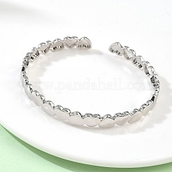 Браслеты-манжеты в форме сердца из латуни для женщин&nbsp;BJEW-C144-01B-P