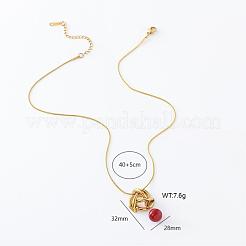 3 шт. французский узел из нержавеющей стали с красным круглым кулоном для женщин&nbsp;OY1105