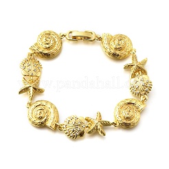 Летние пляжные браслеты-цепочки с микропаве из латуни&nbsp;BJEW-C118-02A-G