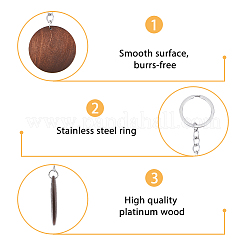 24шт 2 цвета плоский круглый деревянный брелок&nbsp;KEYC-HY0001-08