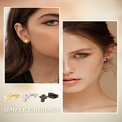 6 шт. 3-х цветные серьги-гвоздики из нержавеющей стали&nbsp;EJEW-LP0001-66