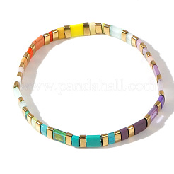 2 шт. летние разноцветные прямоугольные браслеты из смешанных камней с бусинами и золотым квадратом&nbsp;LK8533