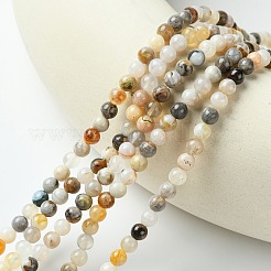 Натурального бамбука листьев агат круглых бусин пряди&nbsp;G-M248-4mm-04
