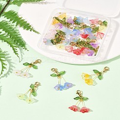 18шт 9-х цветный стеклянный подвесной декор в виде колокольчика&nbsp;HJEW-FS00037