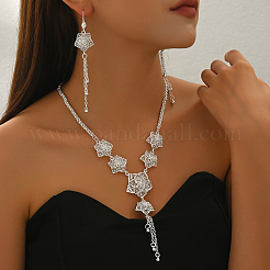 Комплекты из серег и ожерелий с полыми цветами и кисточками из ближневосточного сплава для женщин&nbsp;WX7763