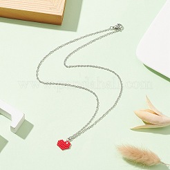 Ожерелья с подвеской в форме сердца из стеклянного семени&nbsp;NJEW-MZ00020-02