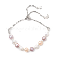 Браслеты-слайдеры из натурального пресноводного жемчуга&nbsp;BJEW-JB13239