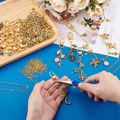 Наборы для изготовления подвесок из сплава своими руками и цепочек из латунных скрепок&nbsp;DIY-PH0032-26