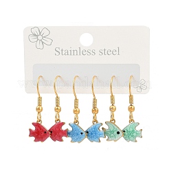 Серьги-подвески из нержавеющей стали 304 серии Ocean&nbsp;LS-EJEW-K017-01H-G