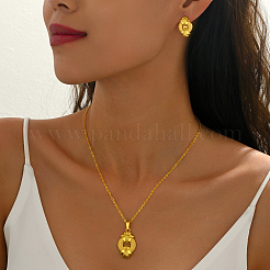 Комплект из латунного кольца с подвеской и серег-гвоздиков для женщин&nbsp;PL1796