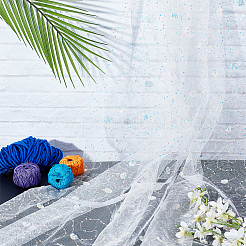 Полиэфирная ткань с кружевной сеткой и блестками&nbsp;DIY-WH0033-83