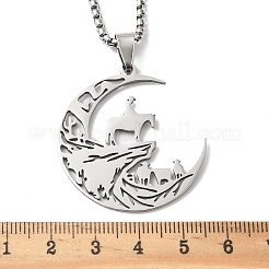 201 кулон из нержавеющей стали с полой огранкой в виде ковбойской луны&nbsp;NJEW-H065-26P