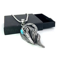 Винтажные панк-ожерелья из нержавеющей стали с подвеской в виде птицы из синтетической бирюзы&nbsp;OB6971