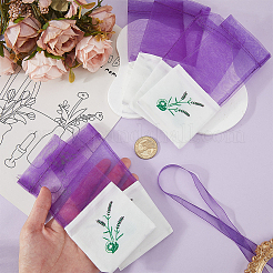 25 шт. мешочки для хранения сухоцветов из хлопковой органзы с набивным рисунком и лентой&nbsp;ABAG-SP0001-56A