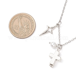 Женские ожерелья с цепочкой из латунного кабеля и креста-звезды из сплава&nbsp;NJEW-JN05789