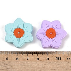 Бусины из пищевого силикона с цветочным узором&nbsp;SIL-A011-02D