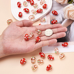 100 шт. 2-х цветные бусины ручной работы в виде клубники в виде 3D-лэмпворка&nbsp;LAMP-CD0001-14