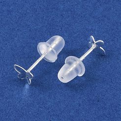 999 изящные серебряные серьги-гвоздики для женщин&nbsp;LS-EJEW-S215-30S-04