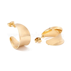 Массивные серьги-гвоздики в форме буквы С из нержавеющей стали 304 с ионным покрытием (IP)&nbsp;EJEW-P198-09G