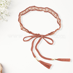 1 шт. хлопковые и льняные цветочные кружевные пояса с кисточками для талии и живота&nbsp;AJEW-GF0012-32B