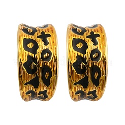 Леопардовый принт латунные эмалевые серьги-гвоздики для женщин&nbsp;EJEW-U055-12D-G