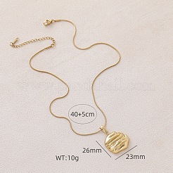 Ожерелья с плоским круглым кулоном из текстурированной хирургической нержавеющей стали 316 для женщин&nbsp;ZV8264