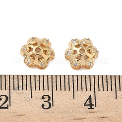 Колпачки для бусин из прозрачного кубического циркония из латуни&nbsp;KK-S350-10G