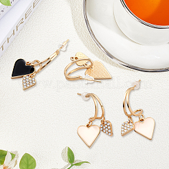 3 пара двухцветных сережек-гвоздиков из сплава со стразами&nbsp;EJEW-GO0007-004