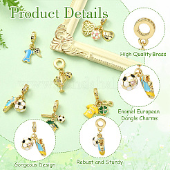 6 шт. 6 стиля латунные эмалевые европейские подвески-шармы&nbsp;KK-CJ0003-95