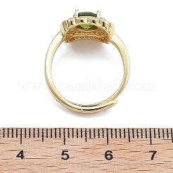 Регулируемая стойка покрытие латунь микро паве кубический цирконий перстни для женщин&nbsp;RJEW-M028-45G