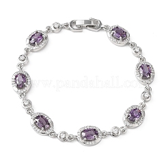 Браслеты-цепочки из овальной латуни с микропаве из кубических цирконий для женщин&nbsp;BJEW-D387-04P