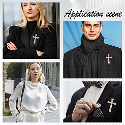 4 шт. крестообразных значков для лацканов со стразами&nbsp;JEWB-HY0001-50RG