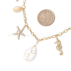 Женское ожерелье-цепочка с подвеской в виде капли из сплава эмали NJEW-JN05407-02