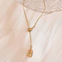 Колье-лариата с подвеской в форме капли из нержавеющей стали 304 и кисточкой&nbsp;NJEW-C114-02G