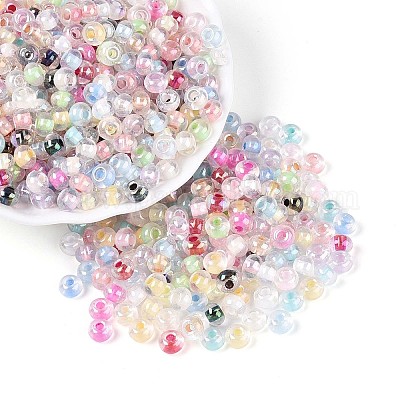 Внутри цветные прозрачные стеклянные бусины&nbsp;SEED-T009-01M-1