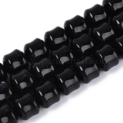 Натуральные бусины из черного оникса (окрашенные и нагретые)&nbsp;G-N353-06A-08-1