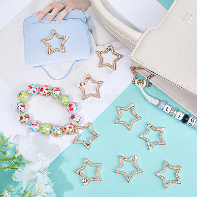 10 шт. Кольца пружинные из цинкового сплава со стразами&nbsp;FIND-SC0021-42-1