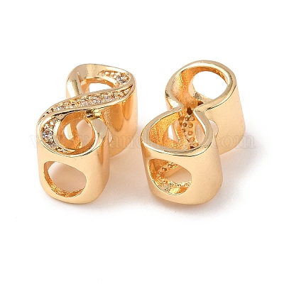 Латунь микропаве прозрачный кубический цирконий европейский бисер&nbsp;KK-Z142-07G-1