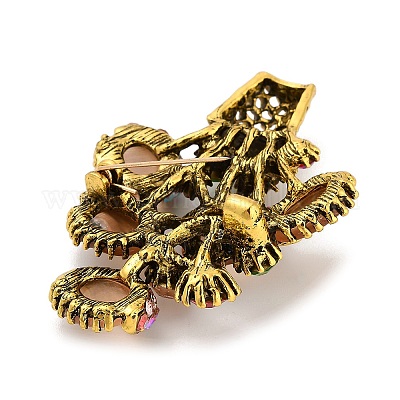 Значки со стразами из растительного сплава для лацканов одежды рюкзака&nbsp;JEWB-C052-03AG-02-1