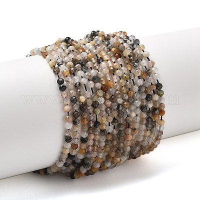 Нити бусин из натурального черного рутилированного кварца&nbsp;LS-G-RM241221-B24-1