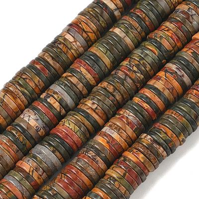 Натуральная полихромная яшма/камень Пикассо/нити бус из яшмы Пикассо&nbsp;G-G329-B03-8x1mm-1