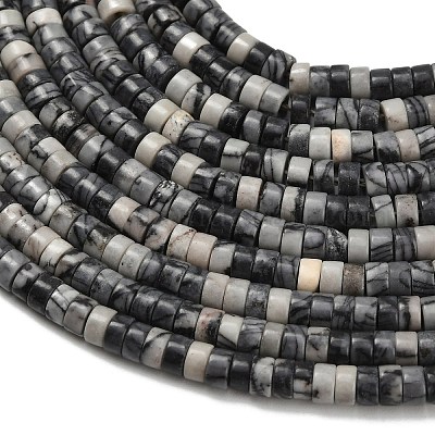 Бусины из натурального черного камня&nbsp;G-Z110-A23-2x4mm-1