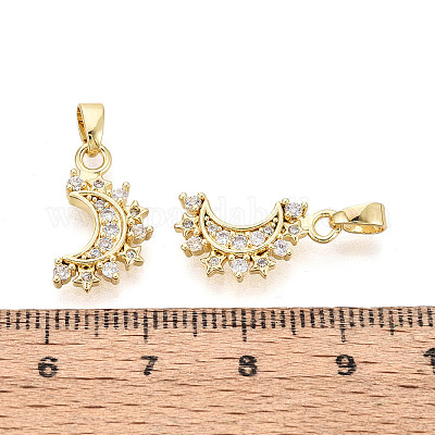 Латунные микропаве прозрачные подвески с фианитом&nbsp;KK-N259-12G-1